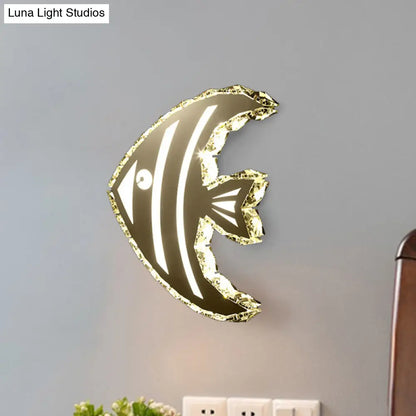 Aplique de pared contemporáneo DecorBites™ de acero inoxidable con luz LED y pantalla de cristal en luz cálida/blanca para pasillos