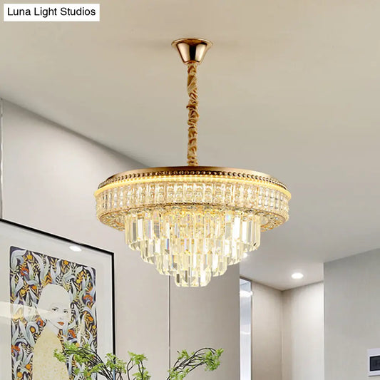 Contemporary LED Suspension Pendant with Clear Crystal Prisms for Dining Room Chandelier
