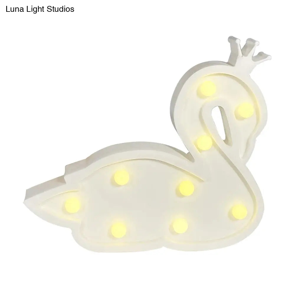 Contemporary LED Swan Wall Night Lamp for Children's Bedroom