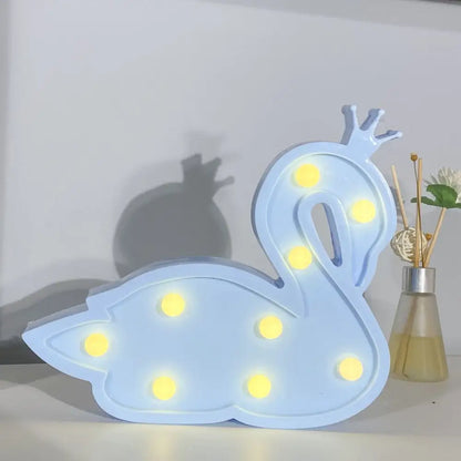 Contemporary LED Swan Wall Night Lamp for Children's Bedroom