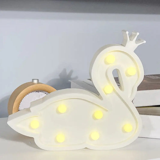 Contemporary LED Swan Wall Night Lamp for Children's Bedroom