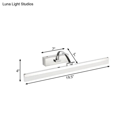 Contemporary LED Vanity Light, Slim Acrylic Design, Chrome Finish, Wall Mounted Bathroom Lamp (16"/19.5" Diameter)