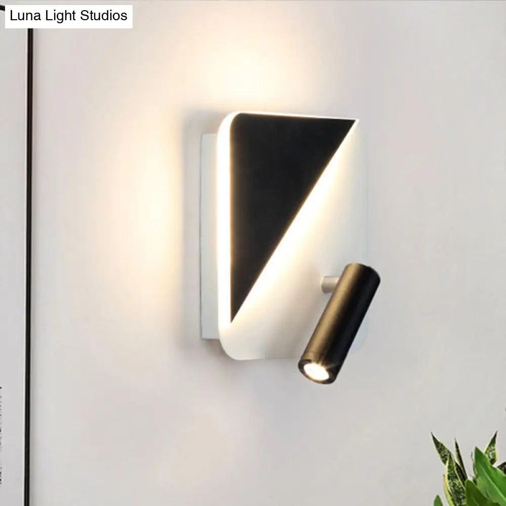 Lámpara de pared LED contemporánea DecorBites™ para dormitorio y estudio con foco de metal blanco y negro