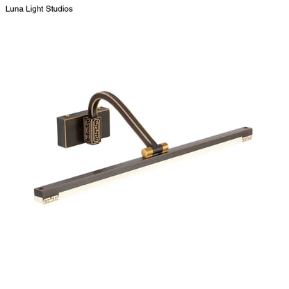 DecorBites™ DecorBites™ Contemporary LED Wall Lamp in Black/Brass with Curvy Arm - Metal Straight Vanity Sconce