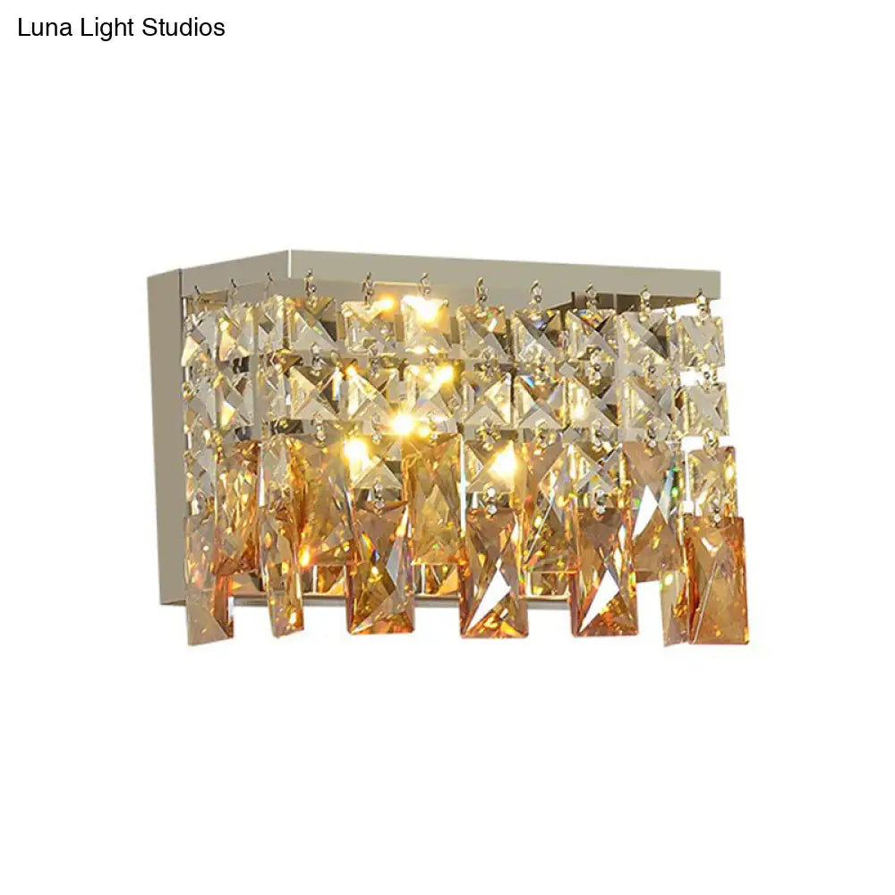 DecorBites™ Contemporary LED Wall Lamp with Amber Crystal Shade - Perfect for Corridors