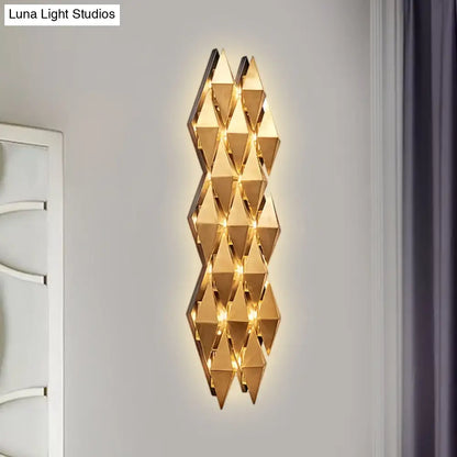 DecorBites™ Contemporary LED Wall Lamp with Metallic Gold Diamond Shade - Warm/White Light, 23"/31" Width