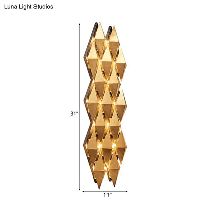DecorBites™ Contemporary LED Wall Lamp with Metallic Gold Diamond Shade - Warm/White Light, 23"/31" Width