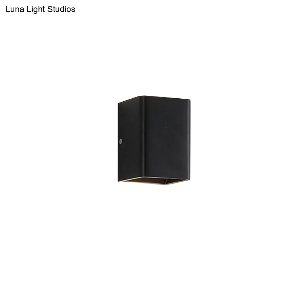 DecorBites™ Contemporary LED Wall Mount Lamp - Black/White Cube Shade, Metallic Finish - Ideal for Bedside with Warm/White Lighting