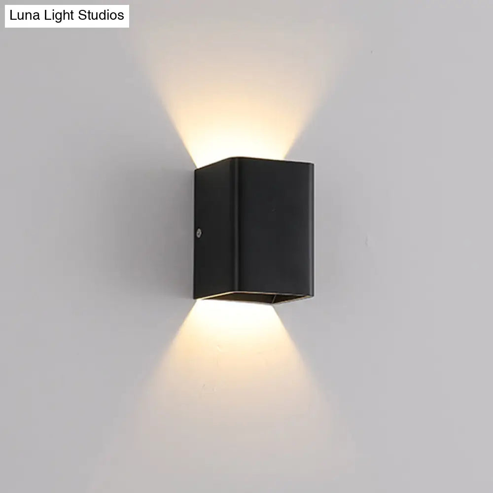 DecorBites™ Contemporary LED Wall Mount Lamp - Black/White Cube Shade, Metallic Finish - Ideal for Bedside with Warm/White Lighting