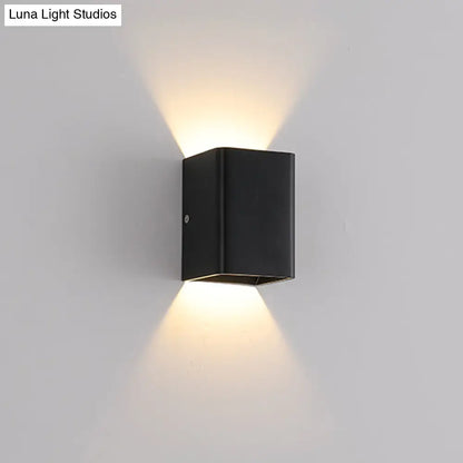 DecorBites™ Contemporary LED Wall Mount Lamp - Black/White Cube Shade, Metallic Finish - Ideal for Bedside with Warm/White Lighting