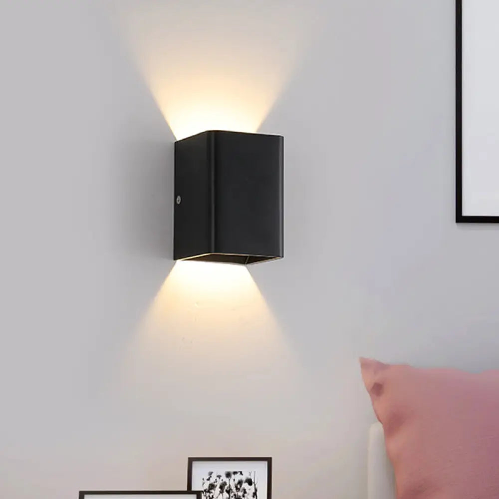 DecorBites™ Contemporary LED Wall Mount Lamp - Black/White Cube Shade, Metallic Finish - Ideal for Bedside with Warm/White Lighting