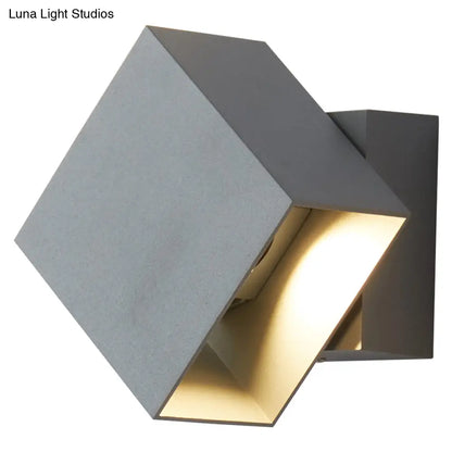 DecorBites™ DecorBites™ Contemporary LED Wall Sconce - Cuboid Shape, Adjustable Angle - Metal Black/Grey/White - Outdoor Wall Mount Light