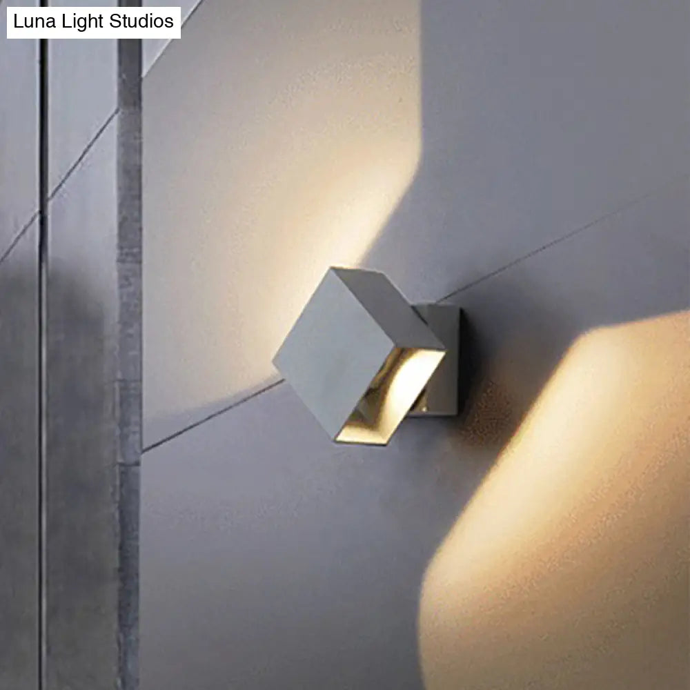 DecorBites™ DecorBites™ Contemporary LED Wall Sconce - Cuboid Shape, Adjustable Angle - Metal Black/Grey/White - Outdoor Wall Mount Light