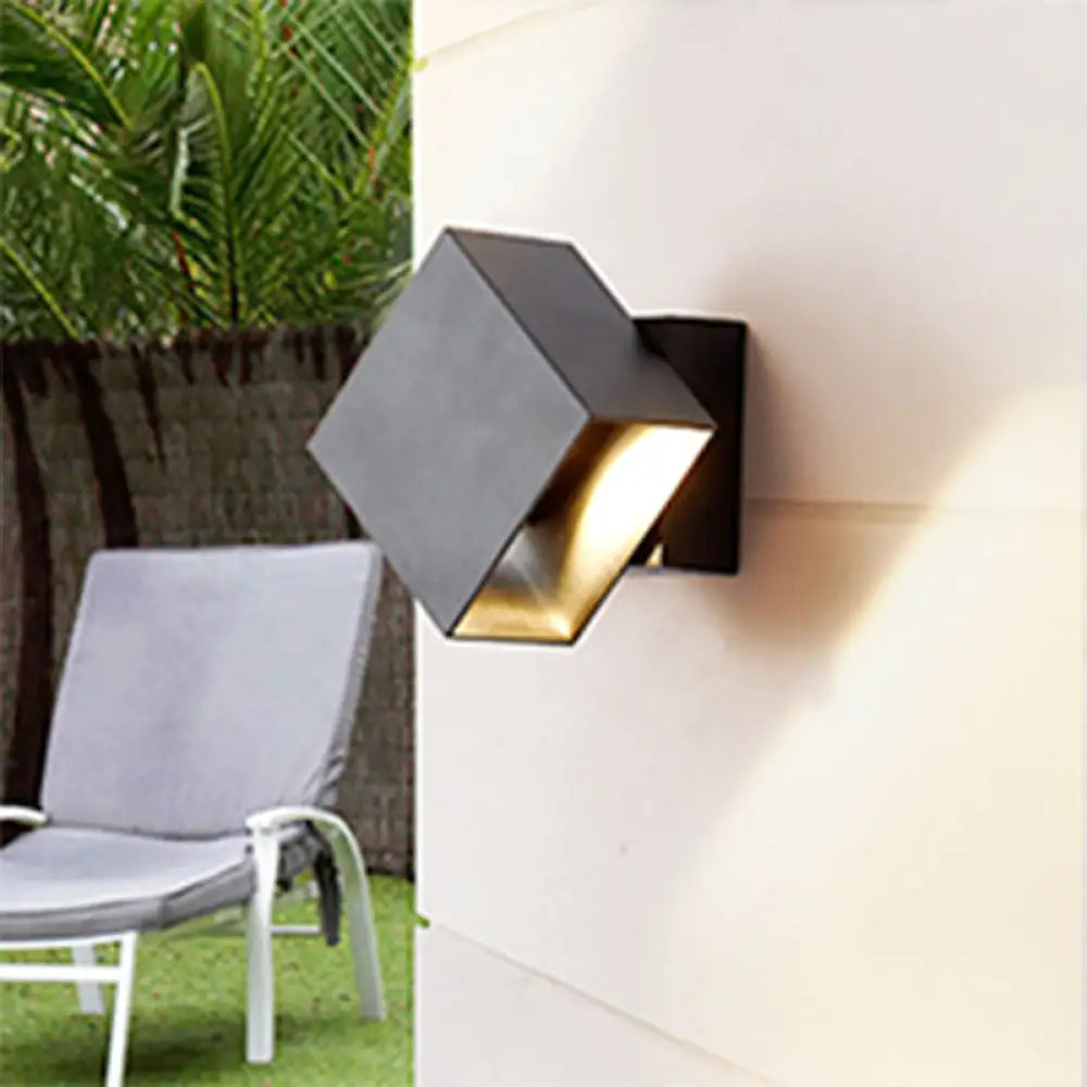 DecorBites™ DecorBites™ Contemporary LED Wall Sconce - Cuboid Shape, Adjustable Angle - Metal Black/Grey/White - Outdoor Wall Mount Light