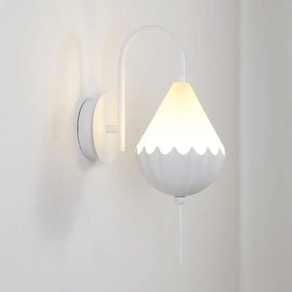 DecorBites™ Contemporary LED Wall Sconce - Curved Arm Design with Metallic Finish and Pear Acrylic Shade in White