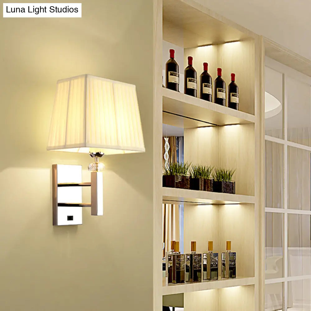 DecorBites™ Contemporary LED Wall Sconce in Chrome for Living Room - Tapered Fabric Design