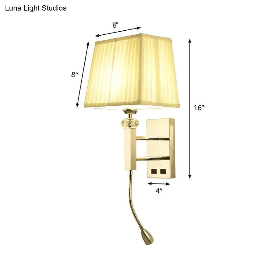 DecorBites™ Contemporary LED Wall Sconce in Chrome for Living Room - Tapered Fabric Design