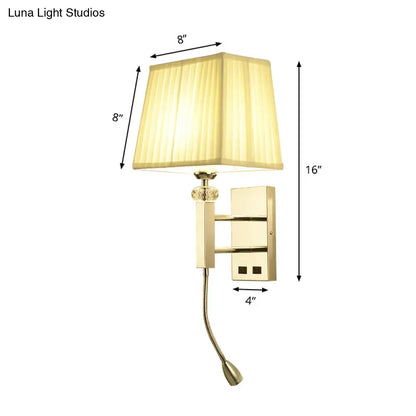 DecorBites™ Contemporary LED Wall Sconce in Chrome for Living Room - Tapered Fabric Design