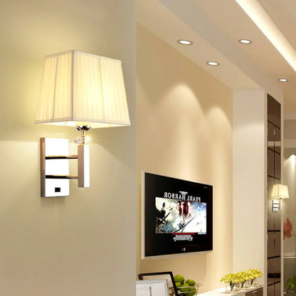 DecorBites™ Contemporary LED Wall Sconce in Chrome for Living Room - Tapered Fabric Design