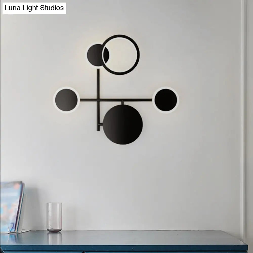 Aplique de pared LED contemporáneo DecorBites™ con diseño redondo metálico - Negro, 2/3/4 luces