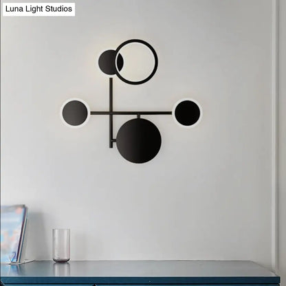 Aplique de pared LED contemporáneo DecorBites™ con diseño redondo metálico - Negro, 2/3/4 luces