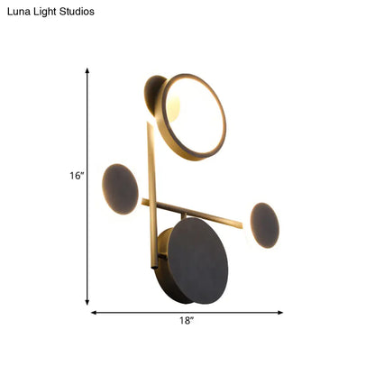 Aplique de pared LED contemporáneo DecorBites™ con diseño redondo metálico - Negro, 2/3/4 luces