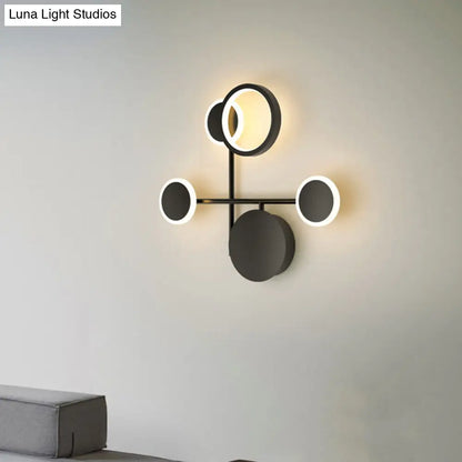 Aplique de pared LED contemporáneo DecorBites™ con diseño redondo metálico - Negro, 2/3/4 luces