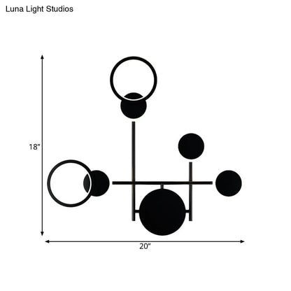 Aplique de pared LED contemporáneo DecorBites™ con diseño redondo metálico - Negro, 2/3/4 luces