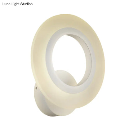 DecorBites™ DecorBites™ Contemporary LED Wall Sconce Lamp - White Ring Design with Acrylic Shade - Warm/White Light