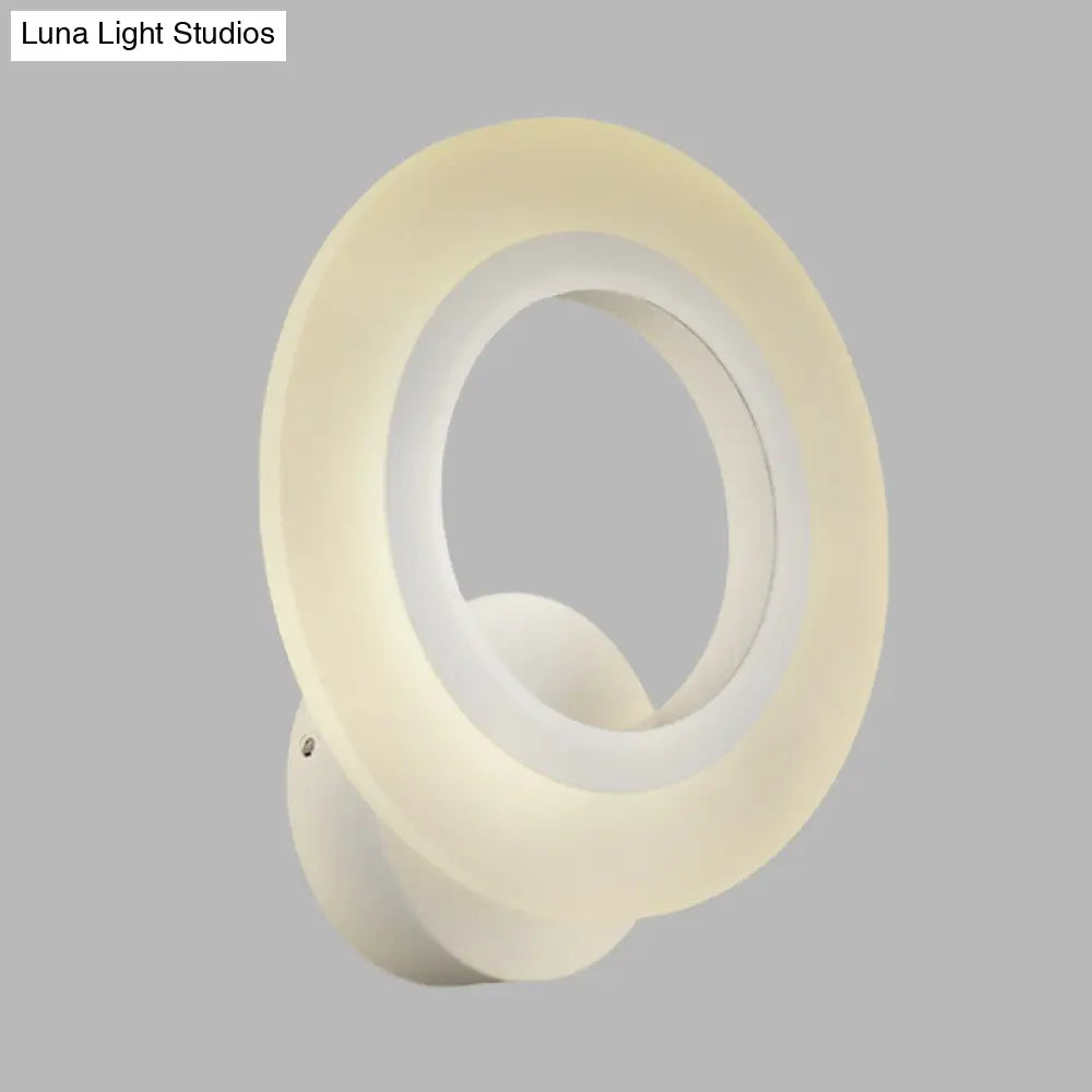 DecorBites™ DecorBites™ Contemporary LED Wall Sconce Lamp - White Ring Design with Acrylic Shade - Warm/White Light