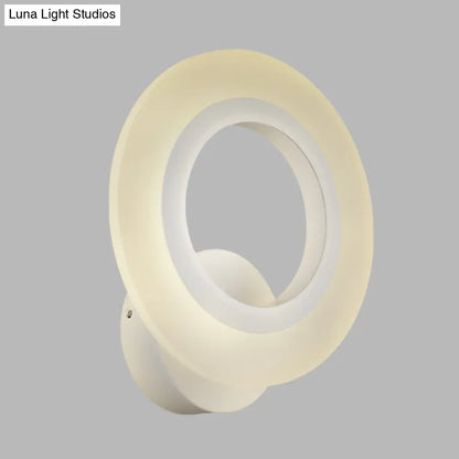 DecorBites™ DecorBites™ Contemporary LED Wall Sconce Lamp - White Ring Design with Acrylic Shade - Warm/White Light