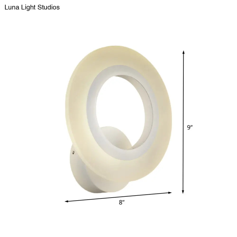 DecorBites™ DecorBites™ Contemporary LED Wall Sconce Lamp - White Ring Design with Acrylic Shade - Warm/White Light