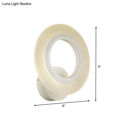 DecorBites™ DecorBites™ Contemporary LED Wall Sconce Lamp - White Ring Design with Acrylic Shade - Warm/White Light