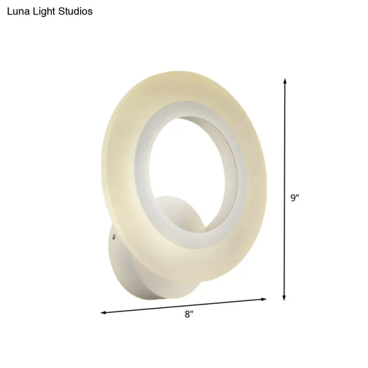 DecorBites™ DecorBites™ Contemporary LED Wall Sconce Lamp - White Ring Design with Acrylic Shade - Warm/White Light