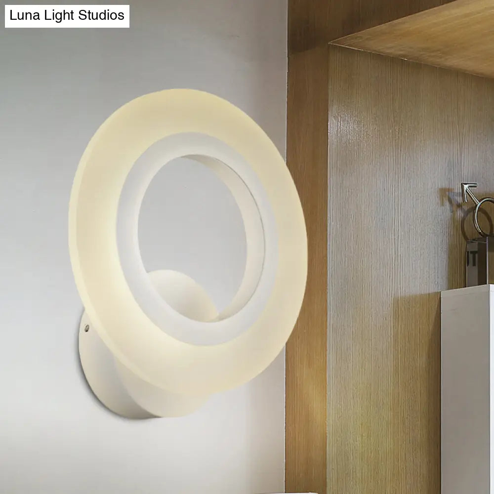 DecorBites™ DecorBites™ Contemporary LED Wall Sconce Lamp - White Ring Design with Acrylic Shade - Warm/White Light