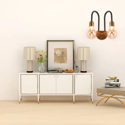 DecorBites™ Contemporary LED Wall Sconce Light with Curved Brass Arm - Clear Glass Bulb, 1/2/3 Lights