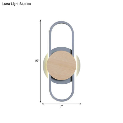 DecorBites™ Contemporary LED Wall Sconce Lighting - Grey Oval & Round Design for Bedside
