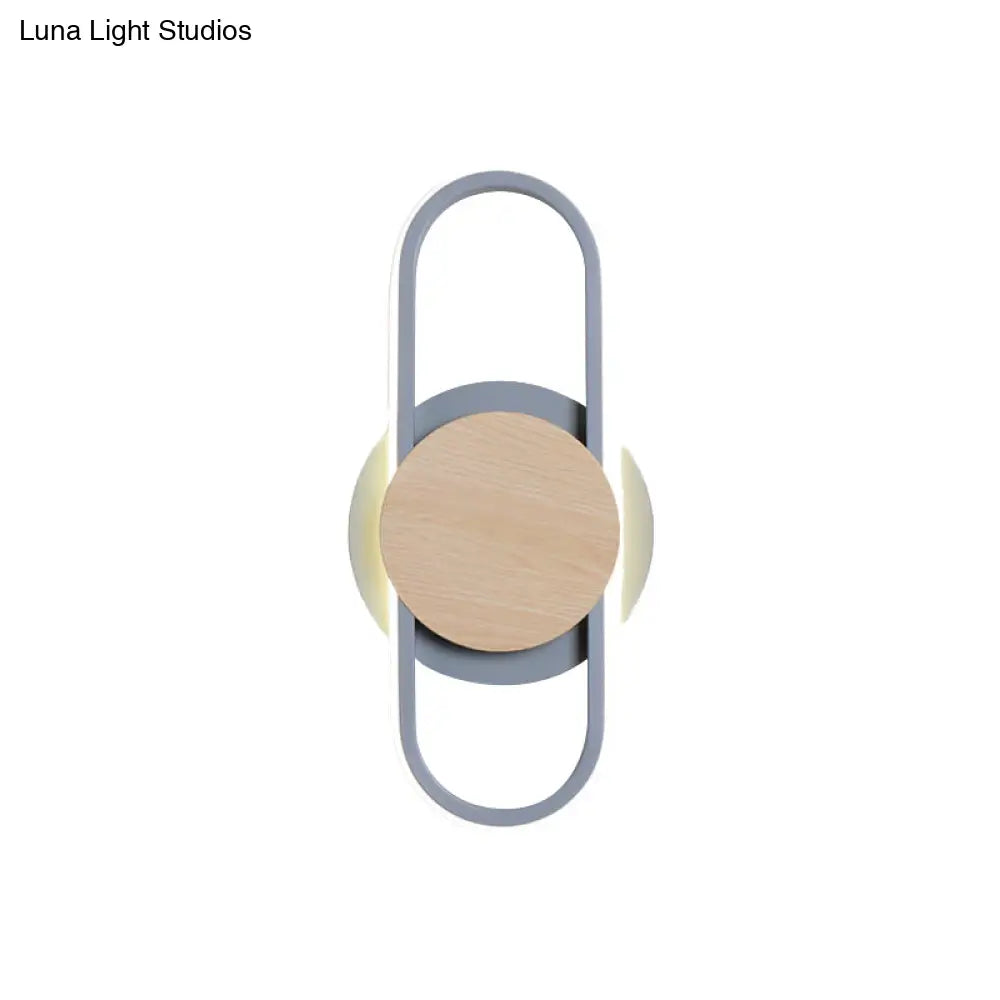 DecorBites™ Contemporary LED Wall Sconce Lighting - Grey Oval & Round Design for Bedside