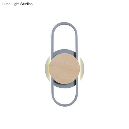 DecorBites™ Contemporary LED Wall Sconce Lighting - Grey Oval & Round Design for Bedside