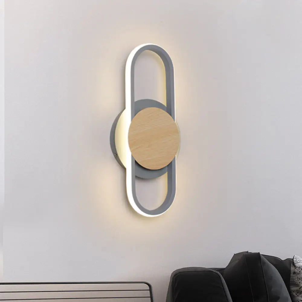 DecorBites™ Contemporary LED Wall Sconce Lighting - Grey Oval & Round Design for Bedside