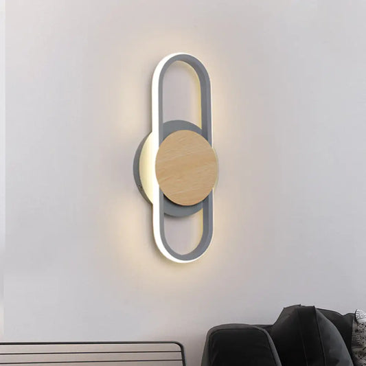 Aplique de pared LED contemporáneo DecorBites™ - Diseño ovalado y redondo gris para mesilla de noche