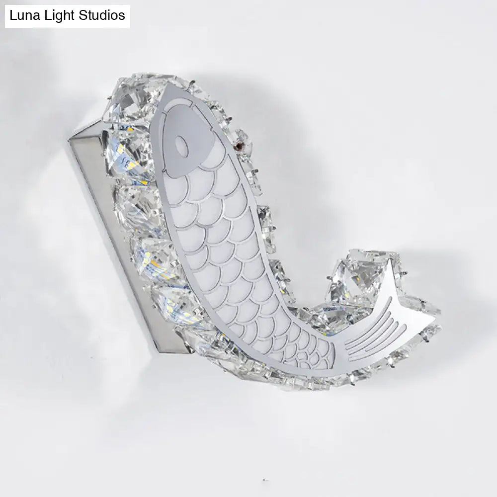 DecorBites™ Contemporary LED Wall Sconce with Crystal Block Shade for Bedside Mounting