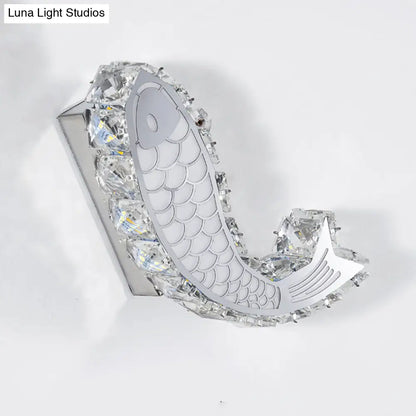 DecorBites™ Contemporary LED Wall Sconce with Crystal Block Shade for Bedside Mounting