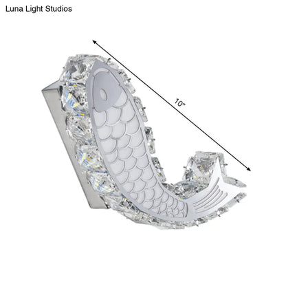DecorBites™ Contemporary LED Wall Sconce with Crystal Block Shade for Bedside Mounting