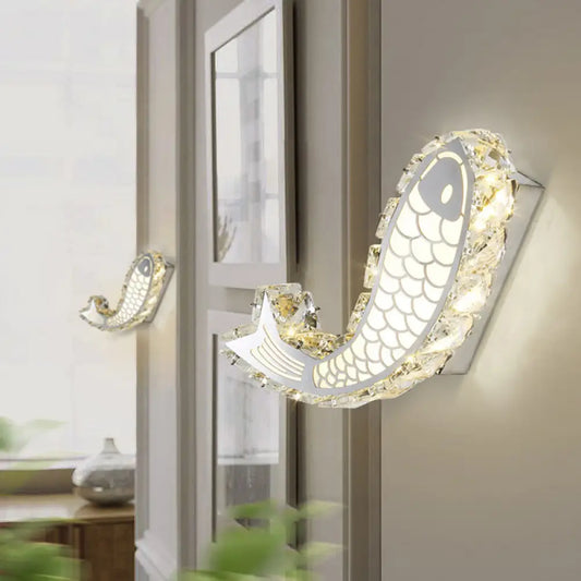 Aplique de pared LED contemporáneo DecorBites™ con pantalla de bloques de cristal para montaje junto a la cama