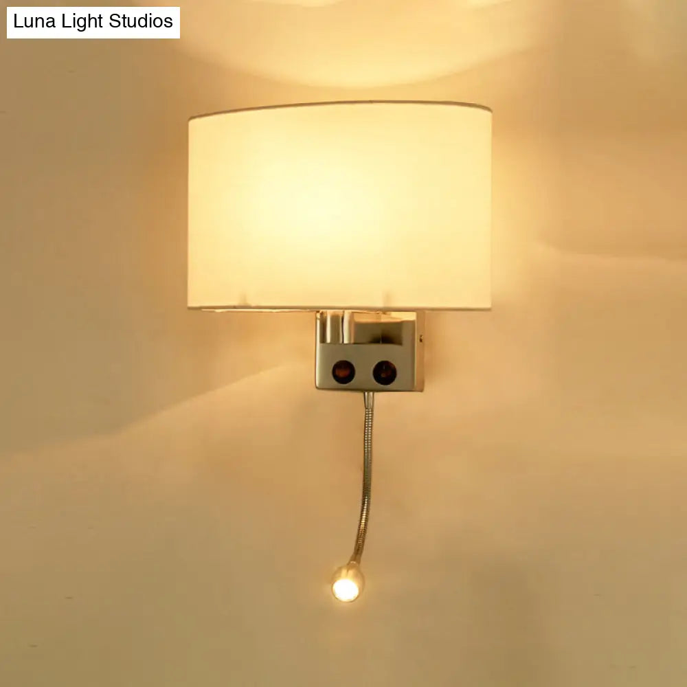 Aplique de pared LED contemporáneo DecorBites™ con pantalla de tela - Cromo/Champán, montaje ovalado