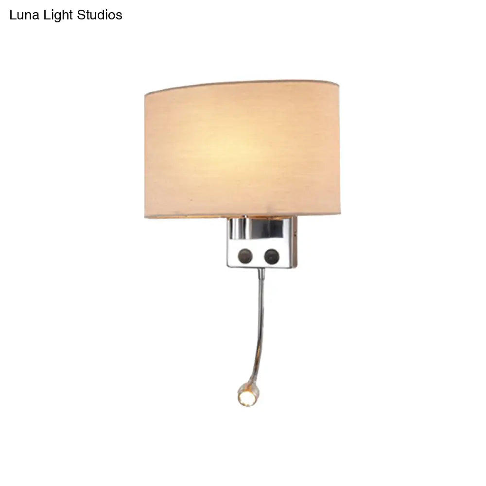 Aplique de pared LED contemporáneo DecorBites™ con pantalla de tela - Cromo/Champán, montaje ovalado