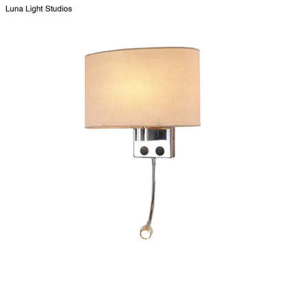 Aplique de pared LED contemporáneo DecorBites™ con pantalla de tela - Cromo/Champán, montaje ovalado