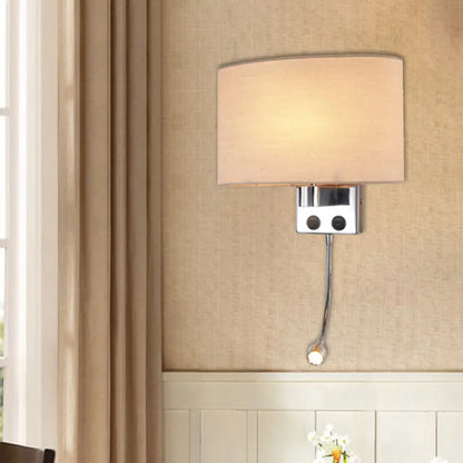 Aplique de pared LED contemporáneo DecorBites™ con pantalla de tela - Cromo/Champán, montaje ovalado