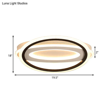 DecorBites™ DecorBites™ Contemporary LED White Ceiling Lamp - Elliptical Metal Flush Light, White/Warm Light, 16.5"/19.5"/23.5" Wide